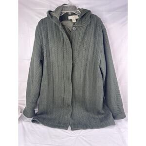 BOYNE VALLEY WEAVERS IRELAND GREEN WOVEN 100% Pure New Wool HOODED COAT L